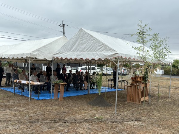 筑前町　山隈公民館建設　地鎮祭の様子です。サムネイル